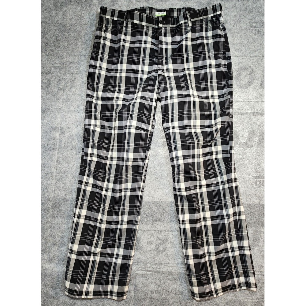 Izod Pants Mens 38x32 black and white checked pattern Golfing